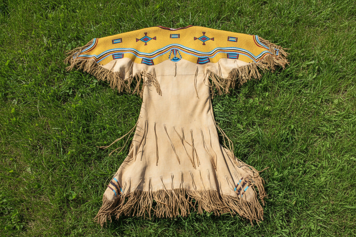 Native American Woman's Beaded Yoke Dress for Powwow PWYD504 – PowwowRegaliaStore