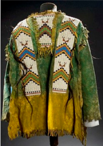 Native American Beaded War Shirt Powwow Regalia Hand Colored PWS400