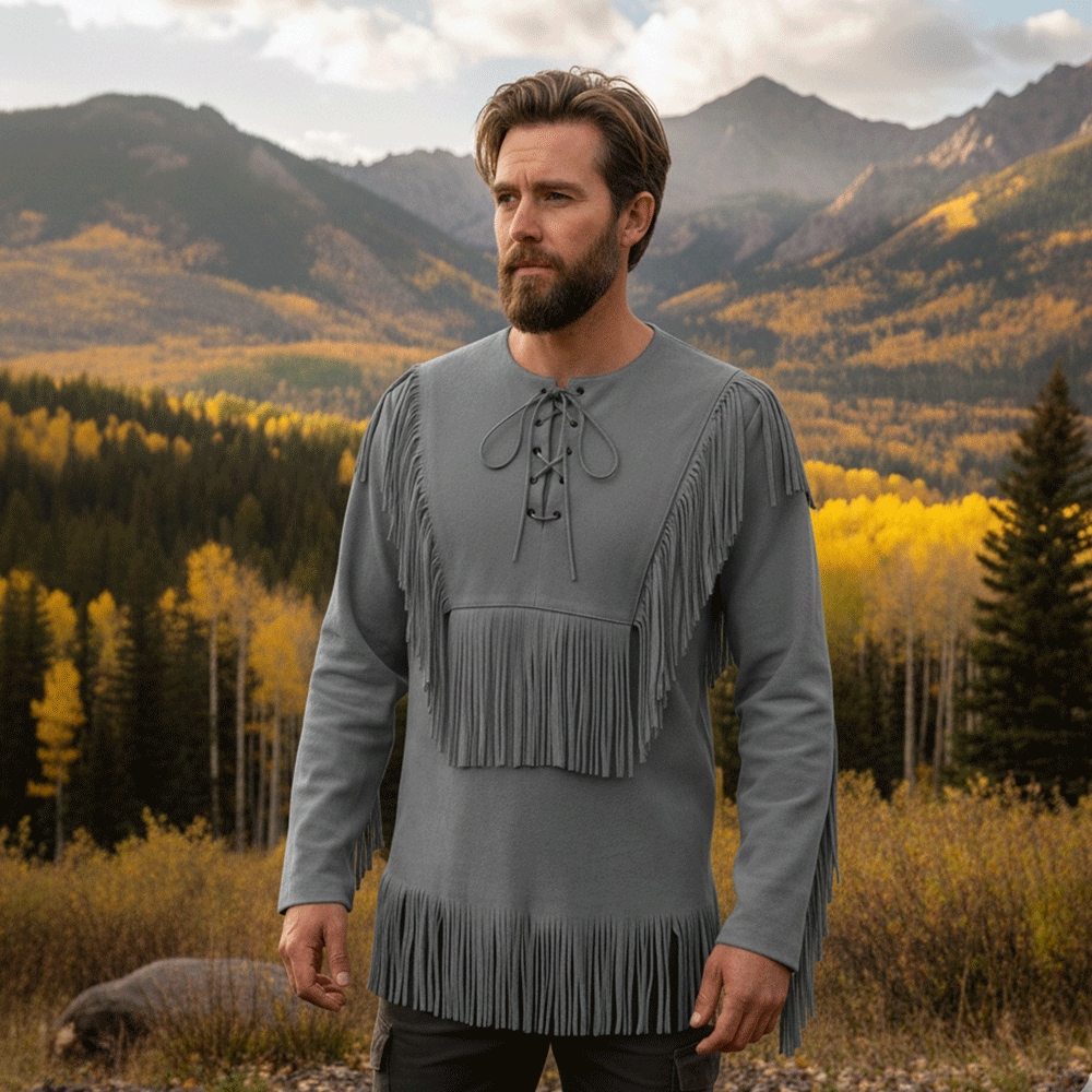 Mountain Man Buckskin Leather Shirt for Men PMS501