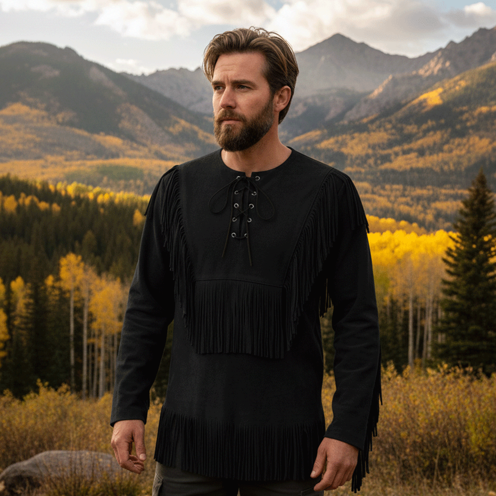 Mountain Man Buckskin Leather Shirt for Men PMS501