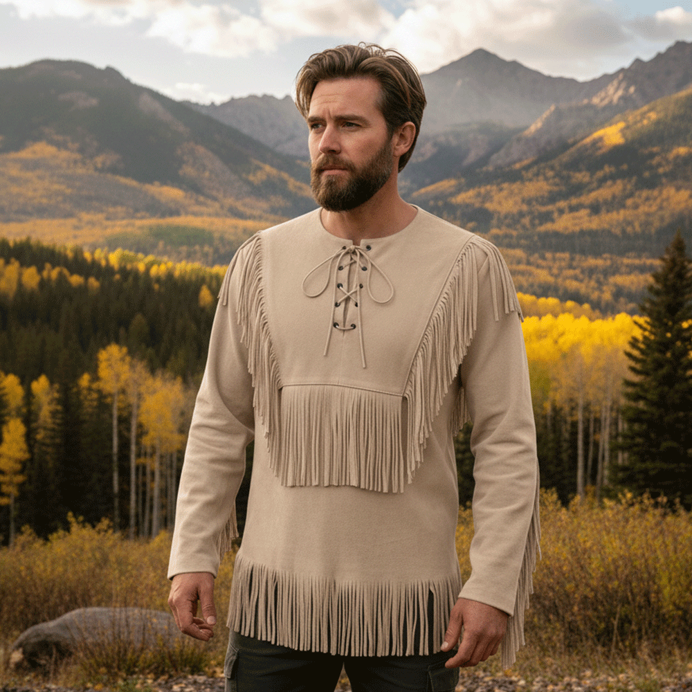 Mountain Man Buckskin Leather Shirt for Men PMS501