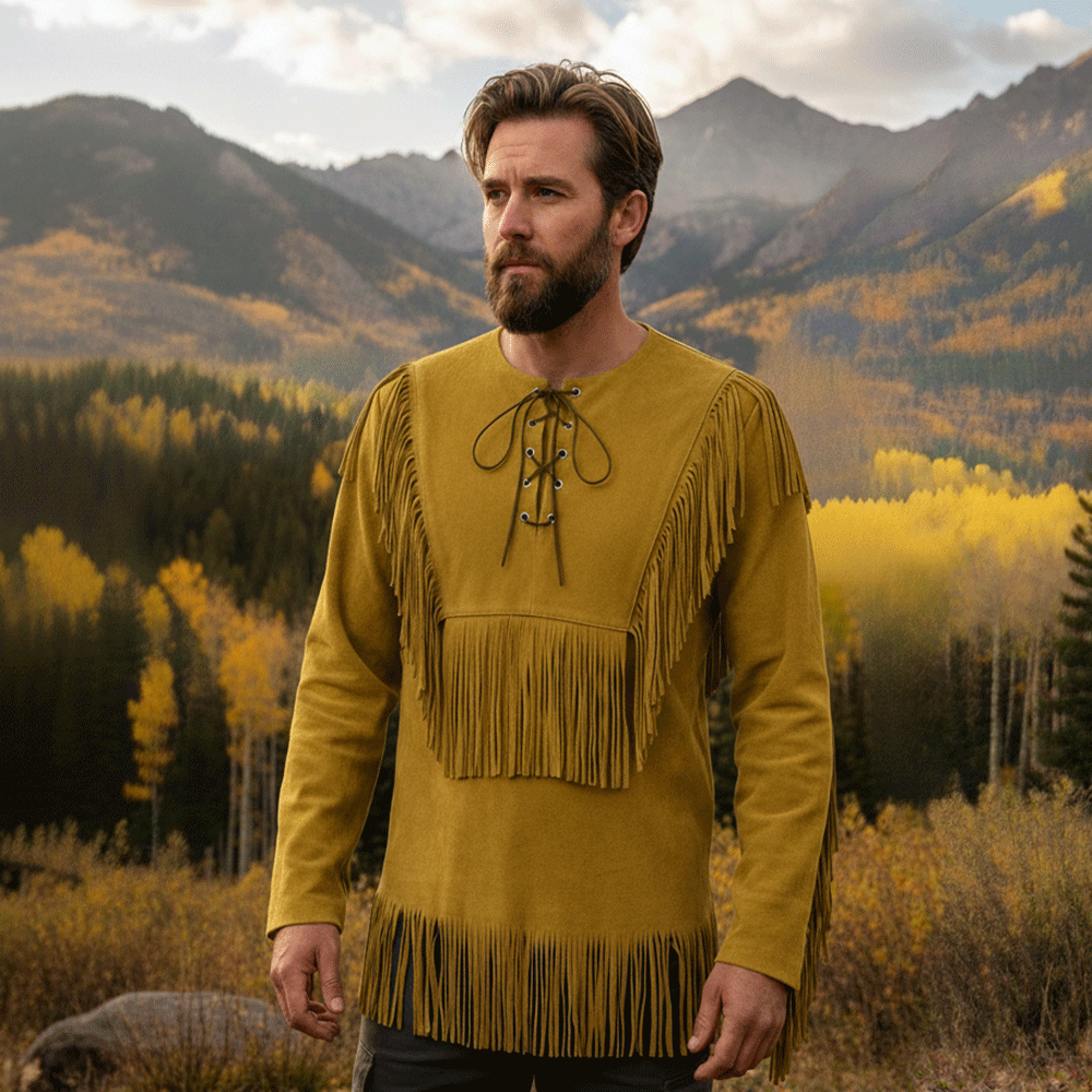 Mountain Man Buckskin Leather Shirt for Men PMS501
