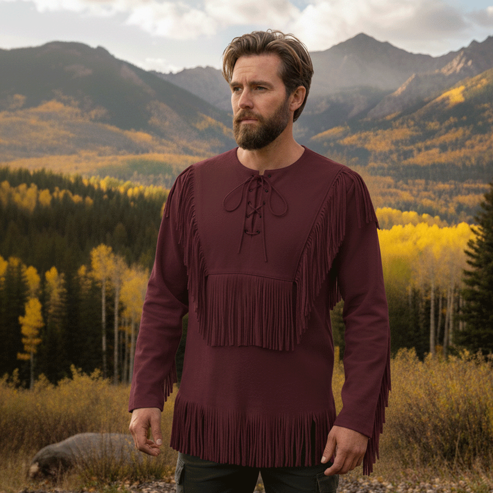 Mountain Man Buckskin Leather Shirt for Men PMS501
