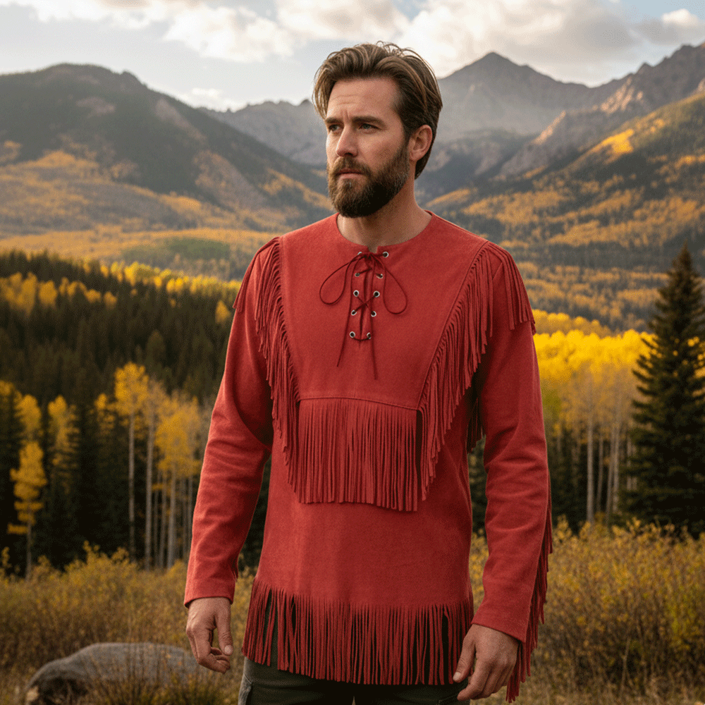 Mountain Man Buckskin Leather Shirt for Men PMS501