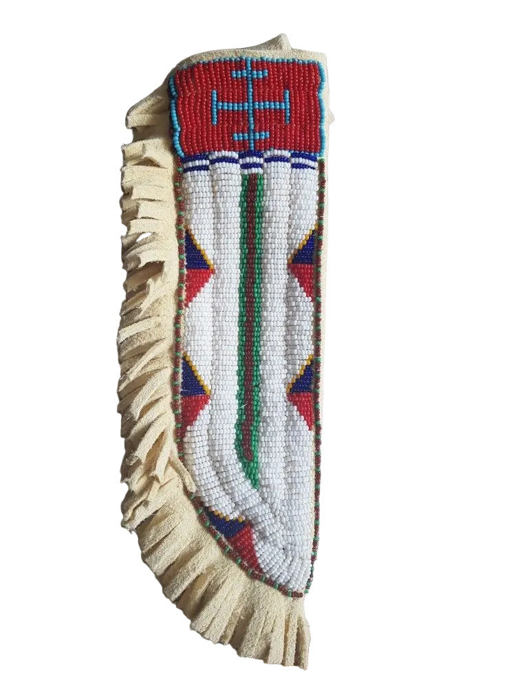 Decorative beaded knife sheath with fringes