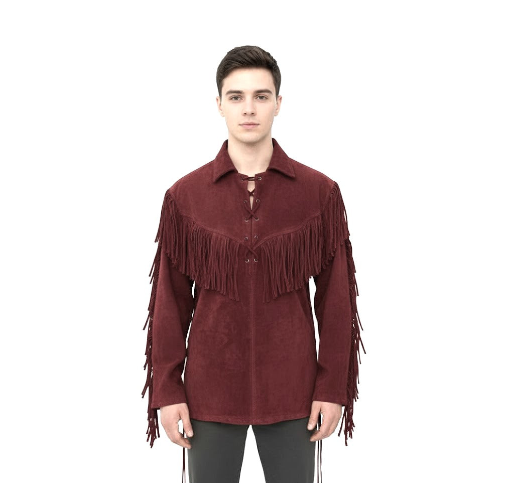 Mountain Man Buckskin Leather Shirt for Men PMS510