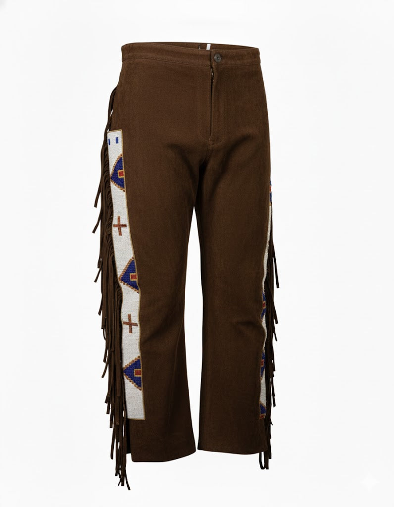 Native American Beaded Suede Leather Pant for Powwow NP102