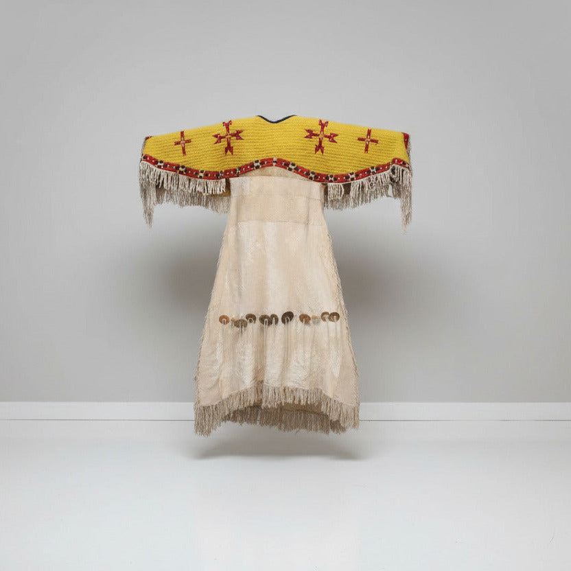 Native American Woman’s Yellow Beaded Yoke Dress for Powwow PWYD511