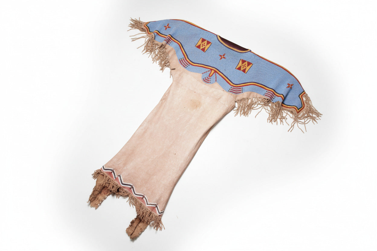 Native American Woman’s Blue Beaded Yoke Dress for Powwow PWYD518