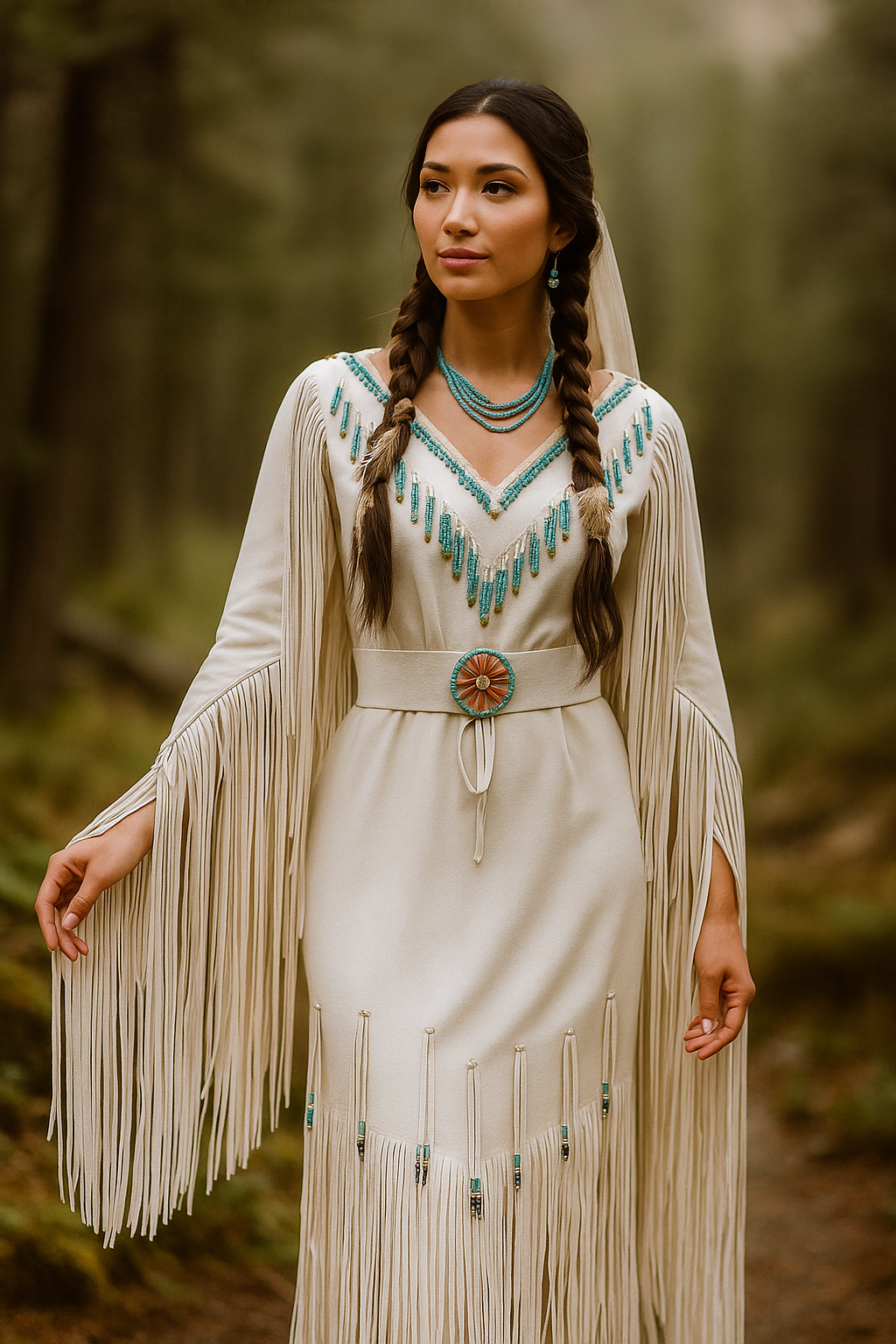 NATIVE AMERICAN WOMAN'S LEATHER WEDDING DRESS