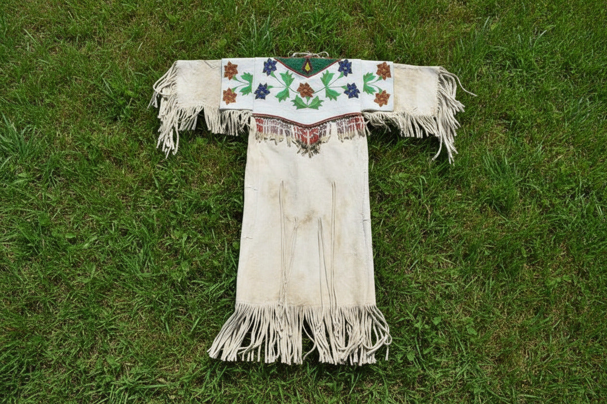 Native American Woman’s Floral Beaded Yoke Dress for Powwow PWYD509