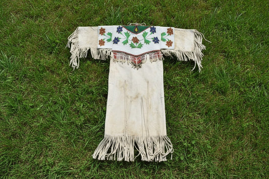 Native American Woman’s Floral Beaded Yoke Dress for Powwow PWYD509