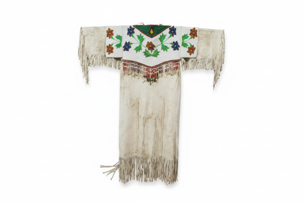 Native American Woman’s Floral Beaded Yoke Dress for Powwow PWYD509