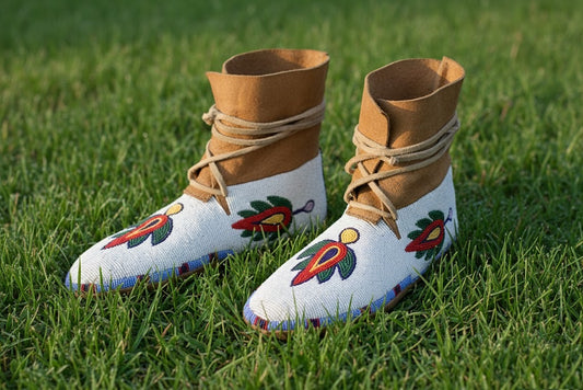 Native American Beaded Moccasins for Powwow PWMC602