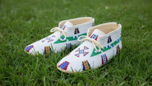 Native American Beaded Moccasins for Powwow PWMC605