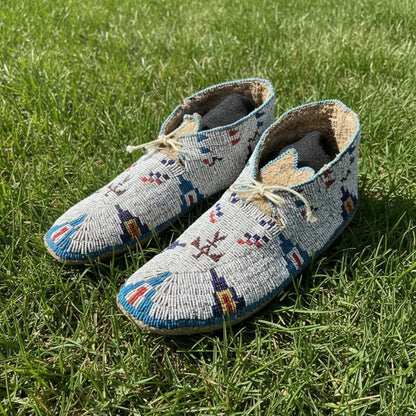 Native American Beaded Moccasins for Powwow PWMC607