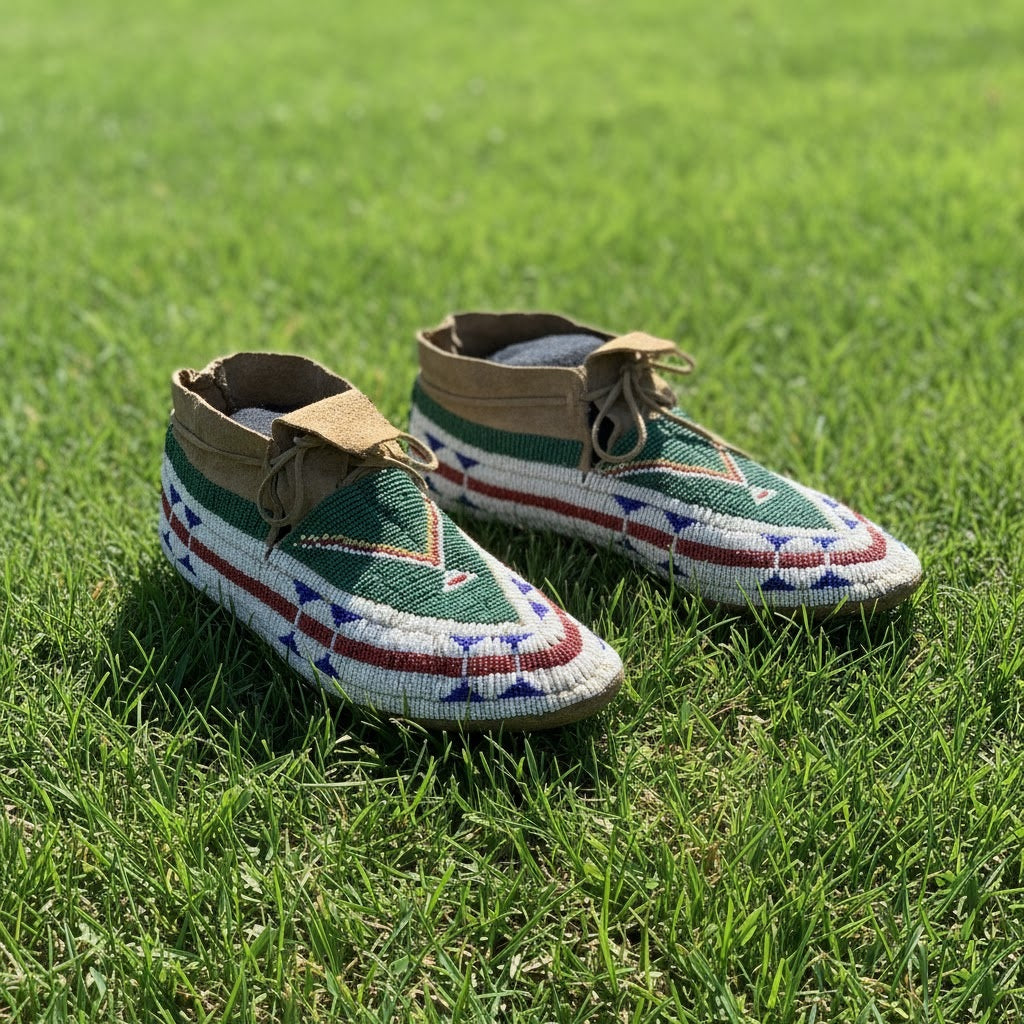 Native American Beaded Moccasins for Powwow PWMC608