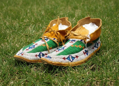 Native American Beaded Moccasins for Powwow PWMC689