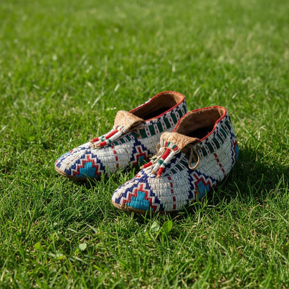 Native American Beaded Moccasins for Powwow PWMC693
