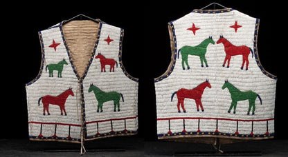 beaded vest with horse designs on a black background