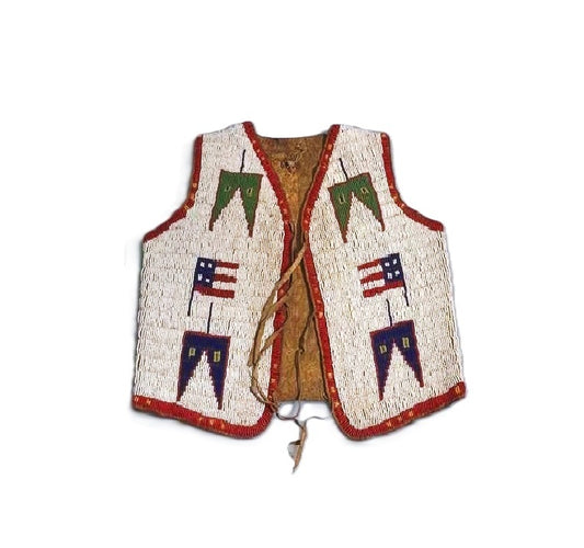 Decorative vest with American flag patterns on a white background
