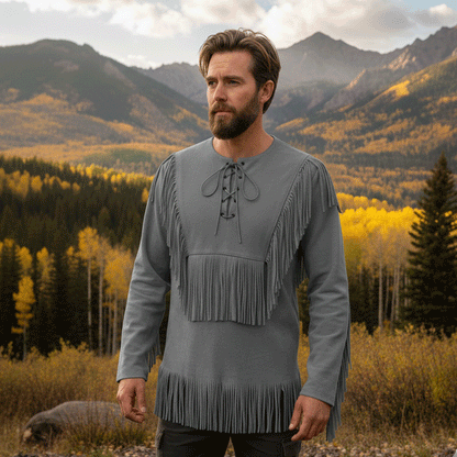 Mountain Man Buckskin Leather Shirt for Men PMS501