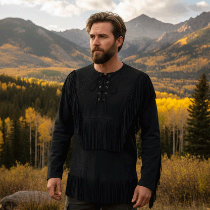 Mountain Man Buckskin Leather Shirt for Men PMS501