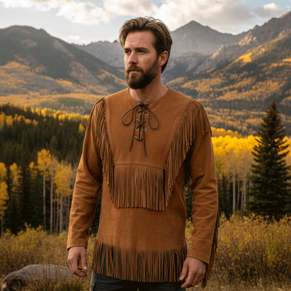 Mountain Man Buckskin Leather Shirt for Men PMS501