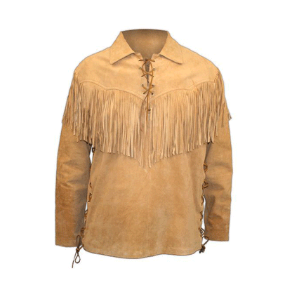 Mountain Man Buckskin Suede Leather Shirt for Men PMS504