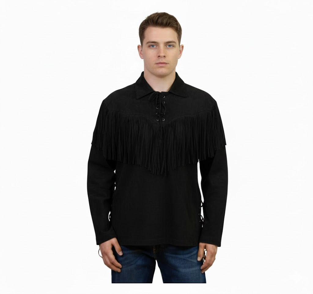 Mountain Man Buckskin Suede Leather Shirt for Men PMS502