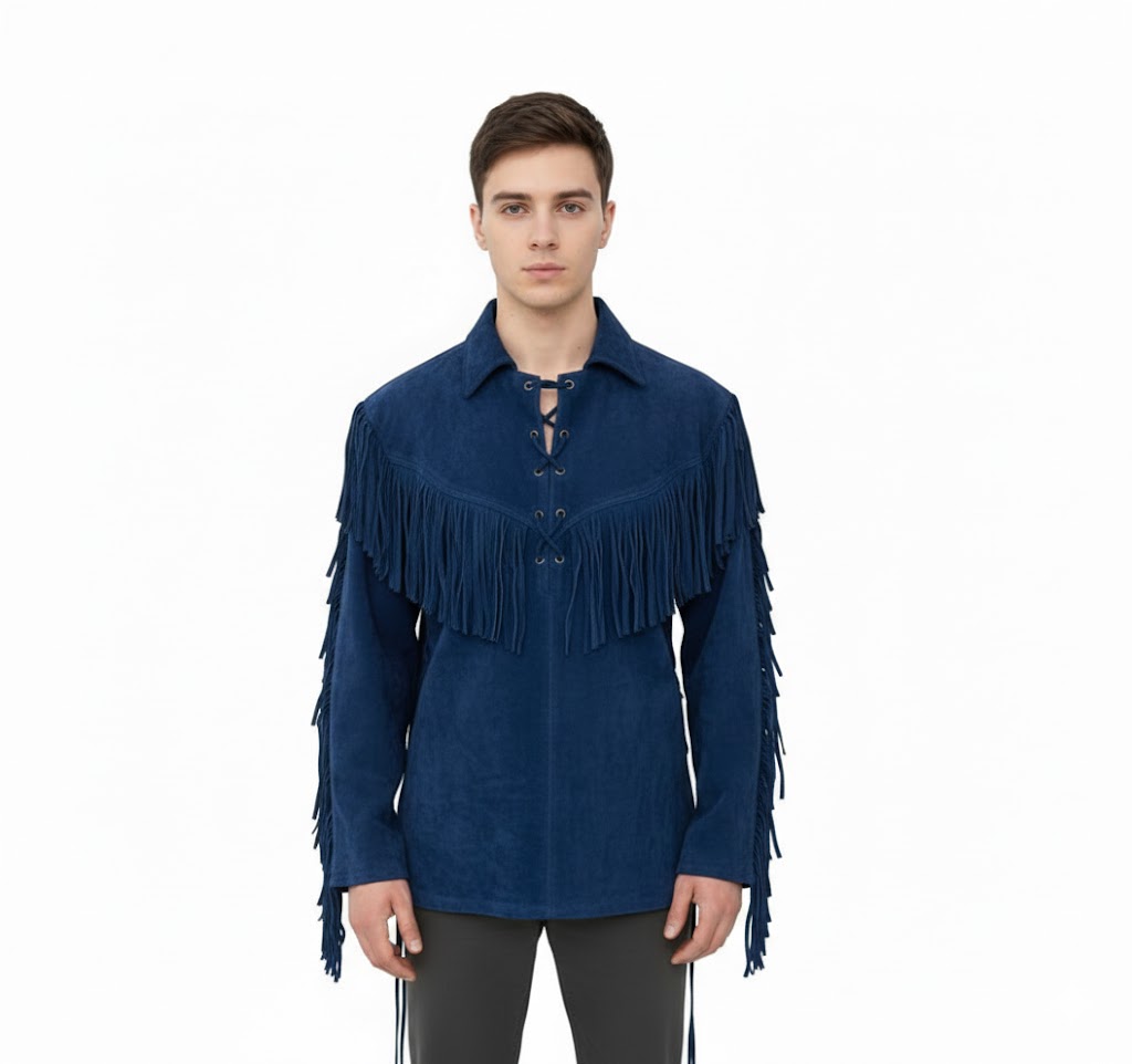 Mountain Man Buckskin Leather Shirt for Men PMS510