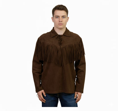 Mountain Man Buckskin Suede Leather Shirt for Men PMS502