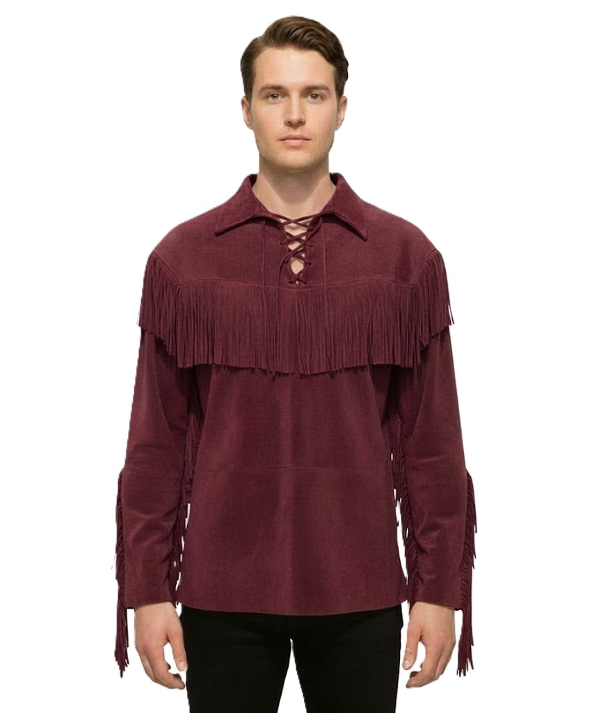 Mountain Man Buckskin Suede Leather Shirt for Men PMS503