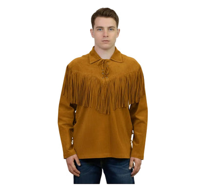 Mountain Man Buckskin Suede Leather Shirt for Men PMS502