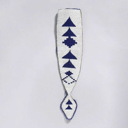 Decorative sheath with blue geometric patterns on a white background