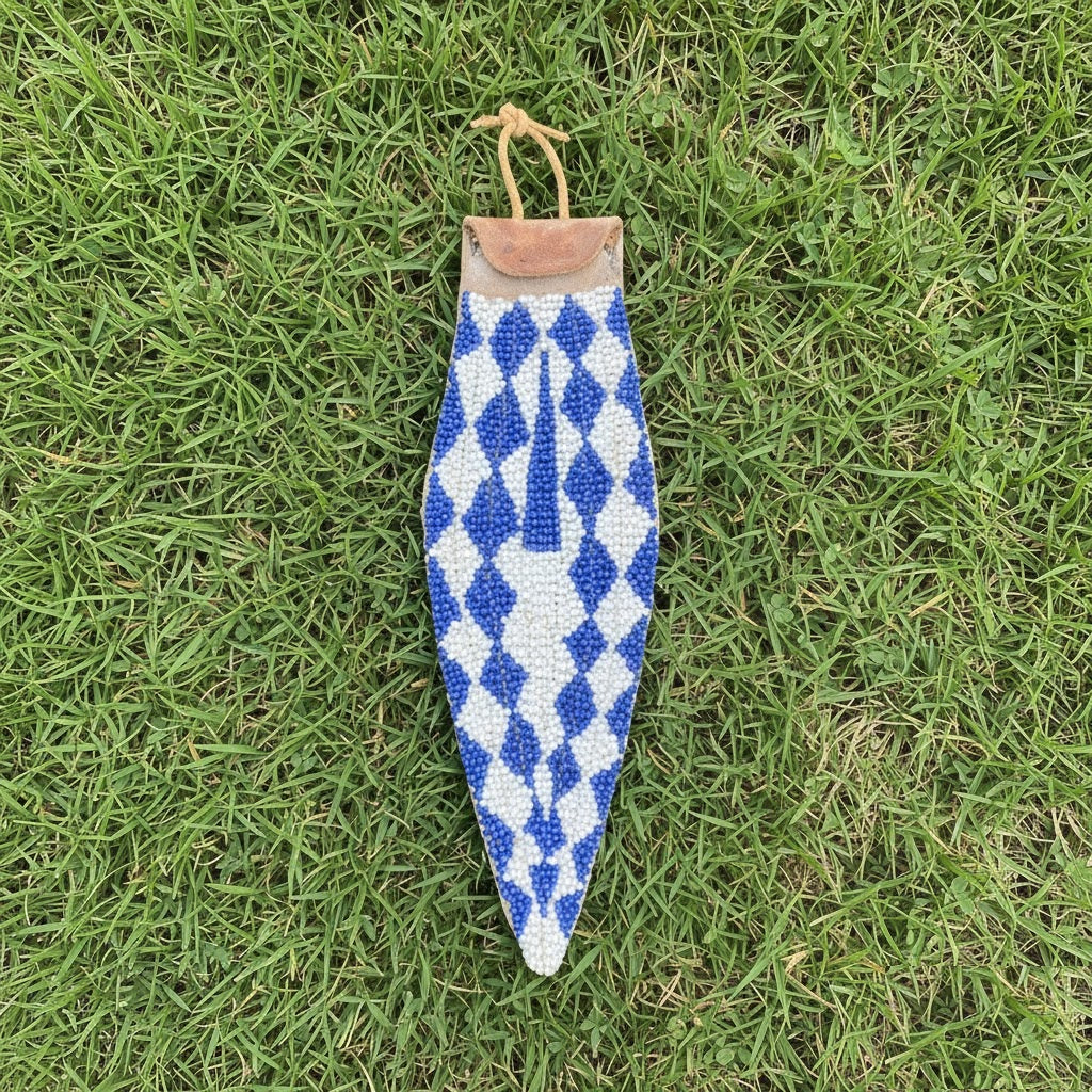 Native American white and blue Beaded Knife Sheath