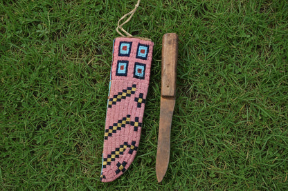 Native American Pink Beaded Knife Sheath