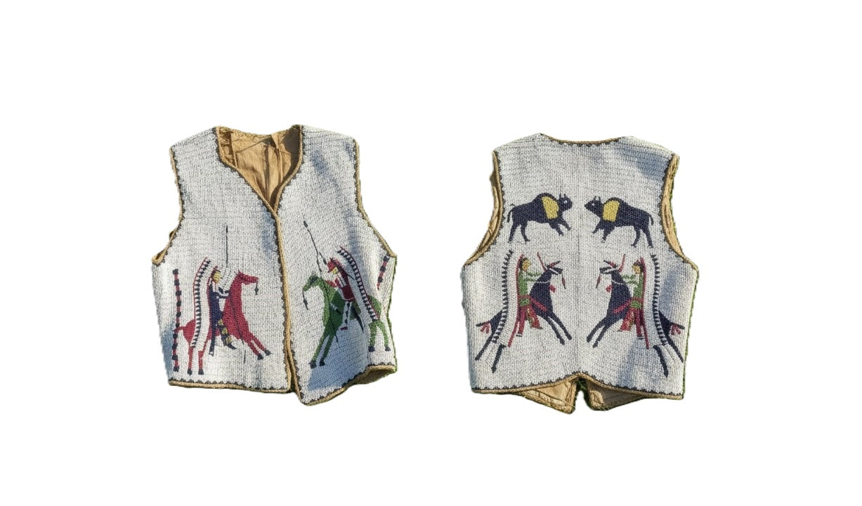 Native American-style vests with beadwork of warrior chiefs