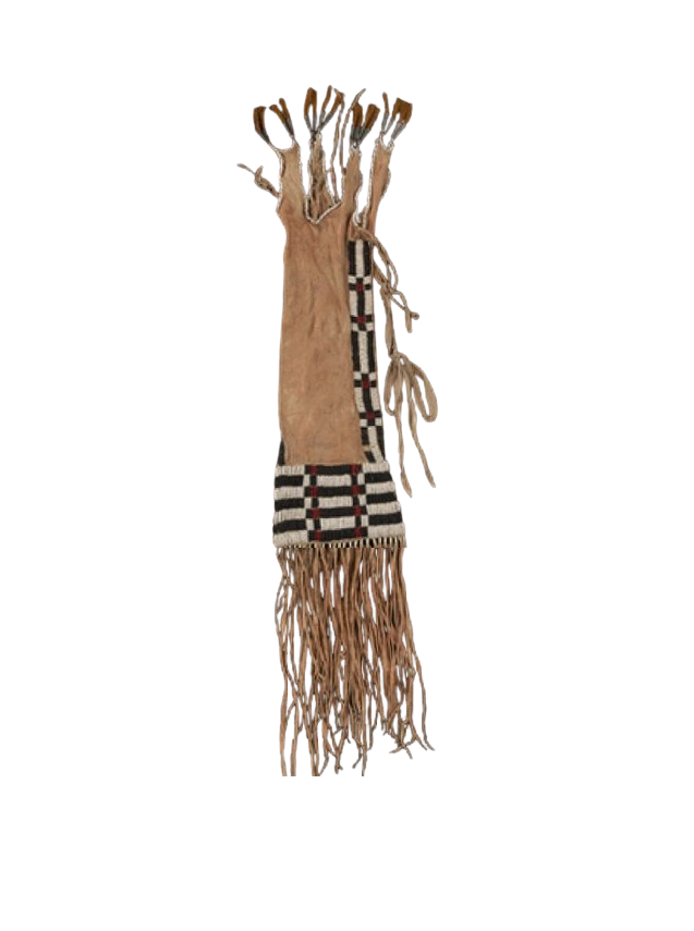 Decorative item with plaid pattern and fringes on a white background