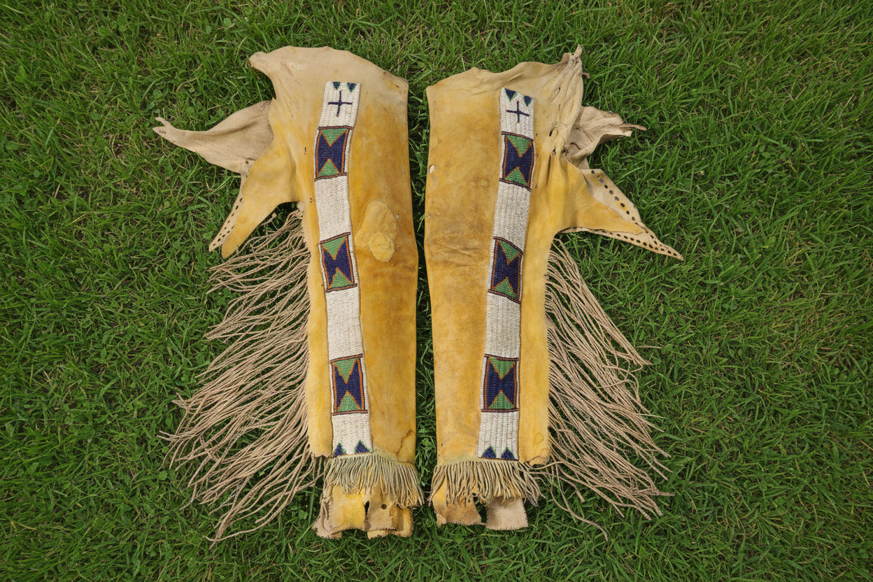 Native American Beaded Leather chaps Hand colored