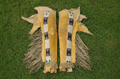 Native American Beaded Leather chaps Hand colored