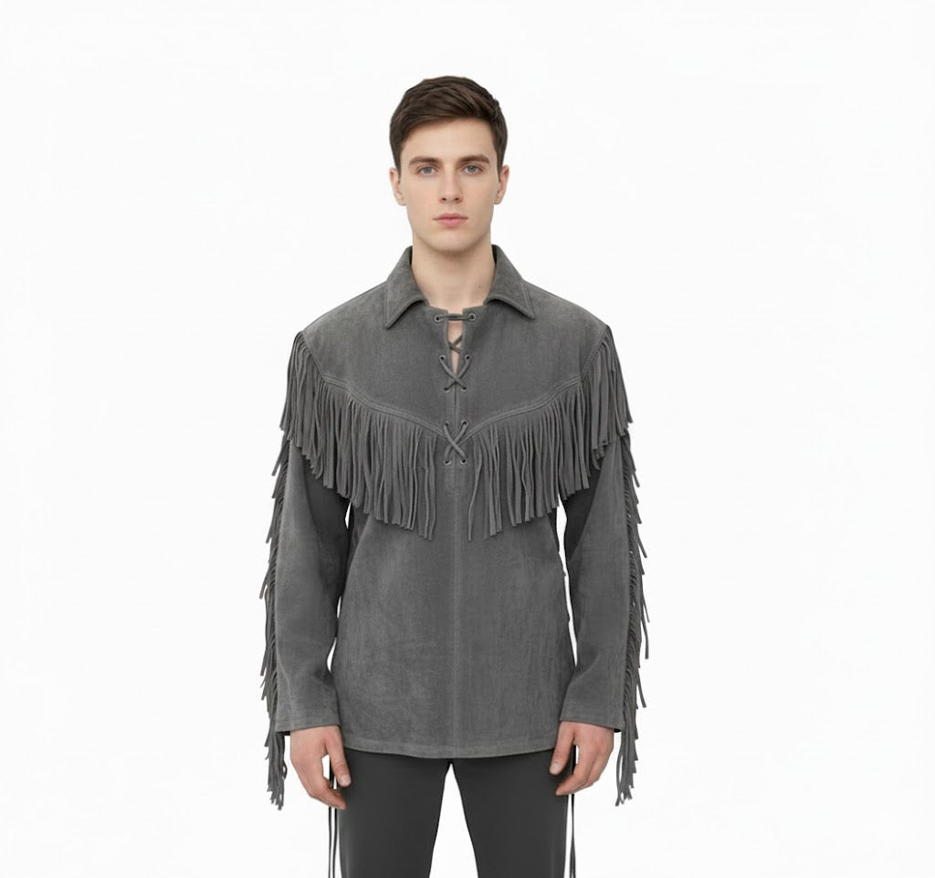 Mountain Man Buckskin Leather Shirt for Men PMS510