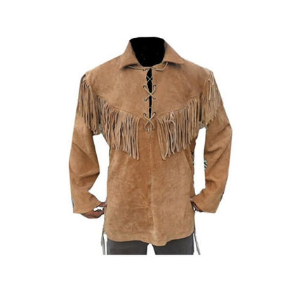 Mountain Man Buckskin Leather Shirt for Men PMS510