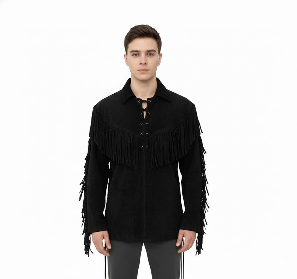 Mountain Man Buckskin Leather Shirt for Men PMS510