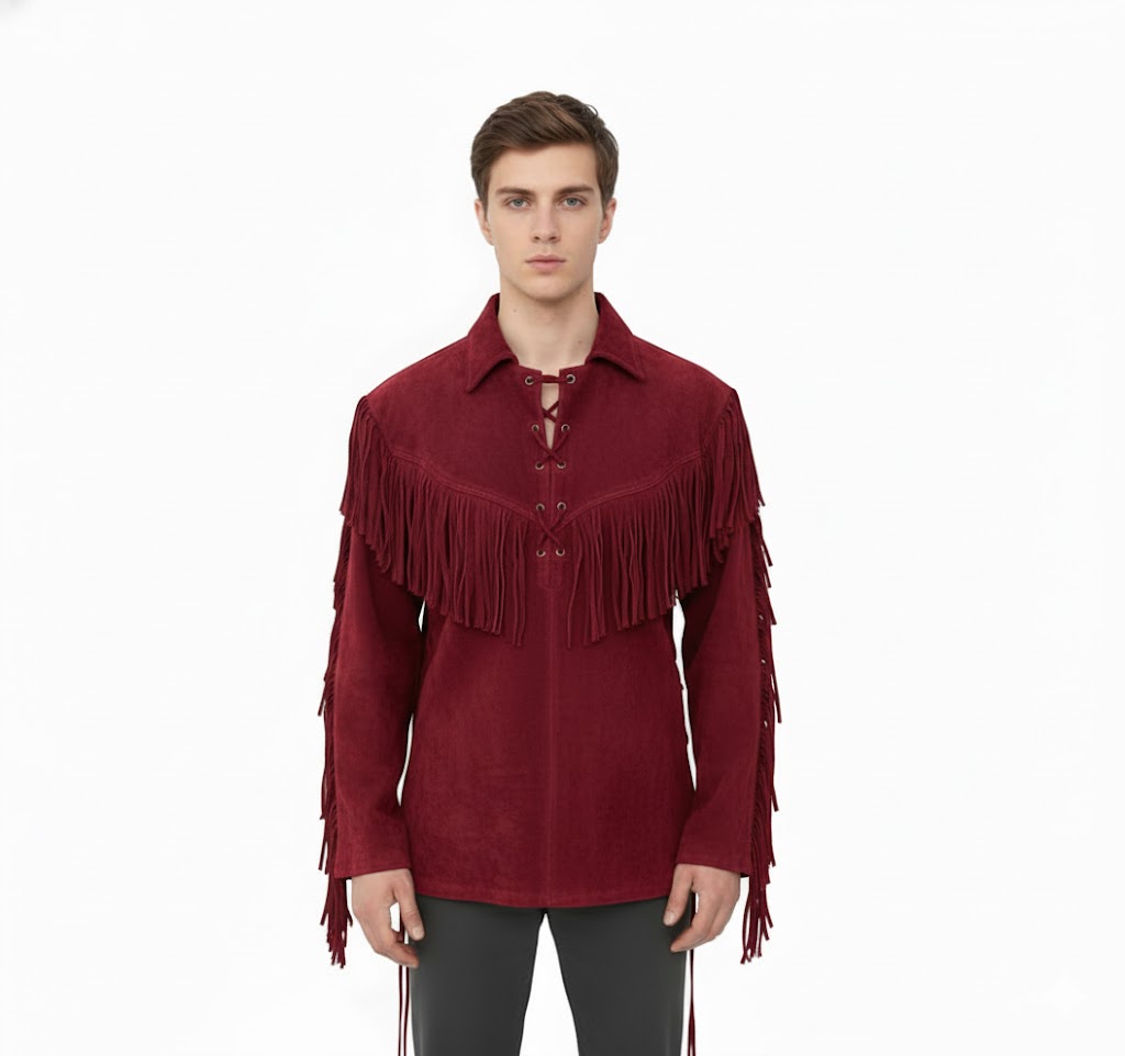 Mountain Man Buckskin Leather Shirt for Men PMS510