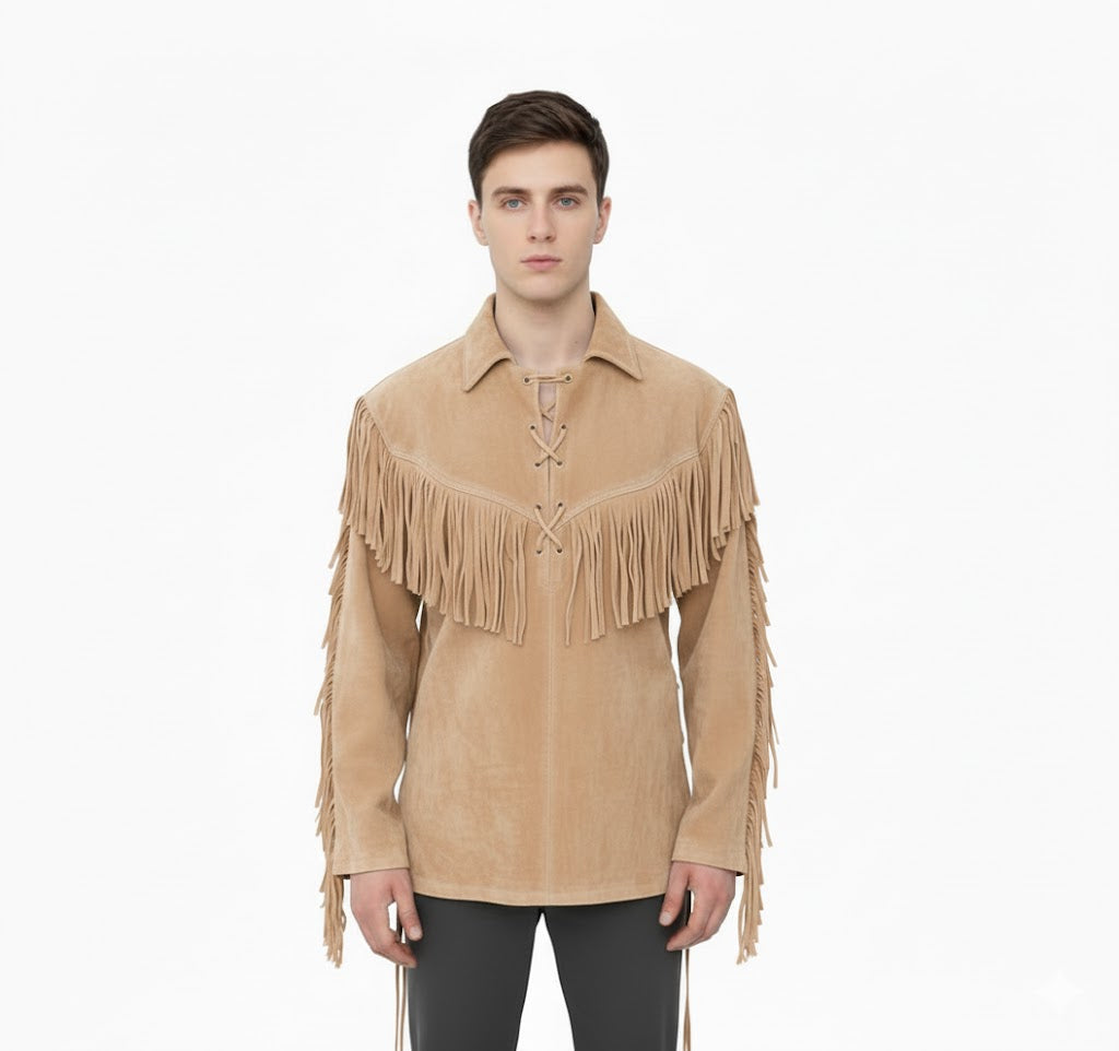 Mountain Man Buckskin Leather Shirt for Men PMS510