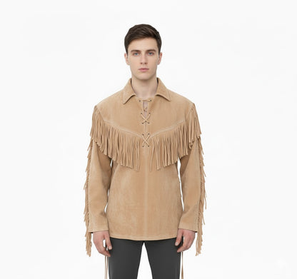 Mountain Man Buckskin Leather Shirt for Men PMS510