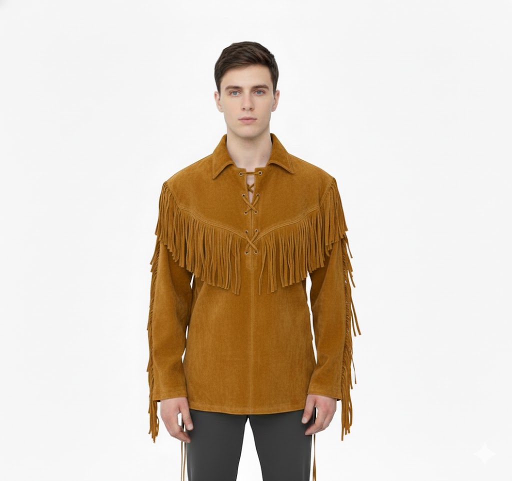 Mountain Man Buckskin Leather Shirt for Men PMS510