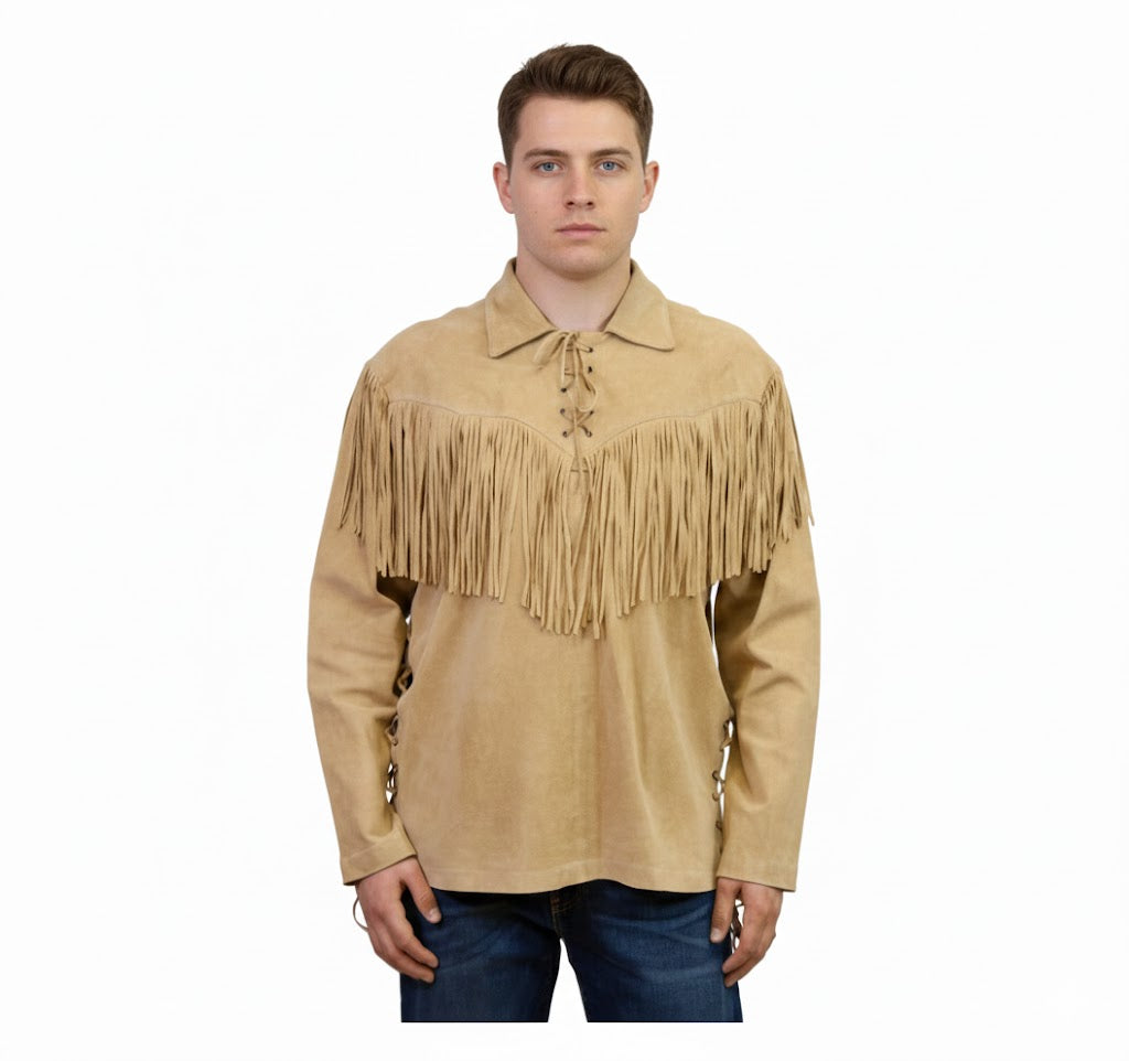 Mountain Man Buckskin Suede Leather Shirt for Men PMS502