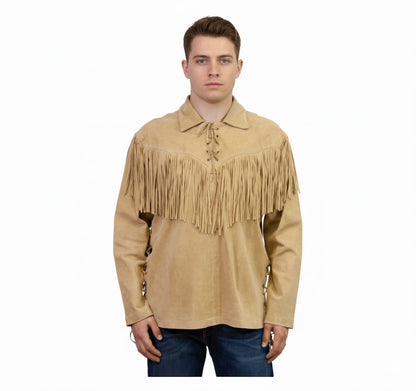 Mountain Man Buckskin Suede Leather Shirt for Men PMS502